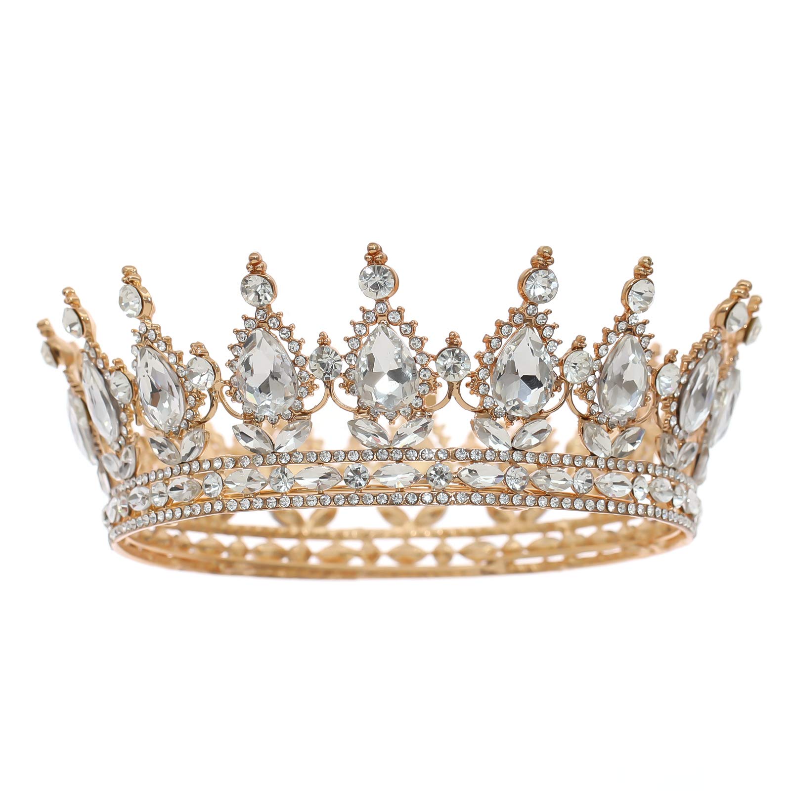 FORSEVEN Queen Crown Rhinestone Wedding Crowns and Tiaras for Women Costume Party Hair Accessories Princess Birthday Crown Crystal Bridal Crown