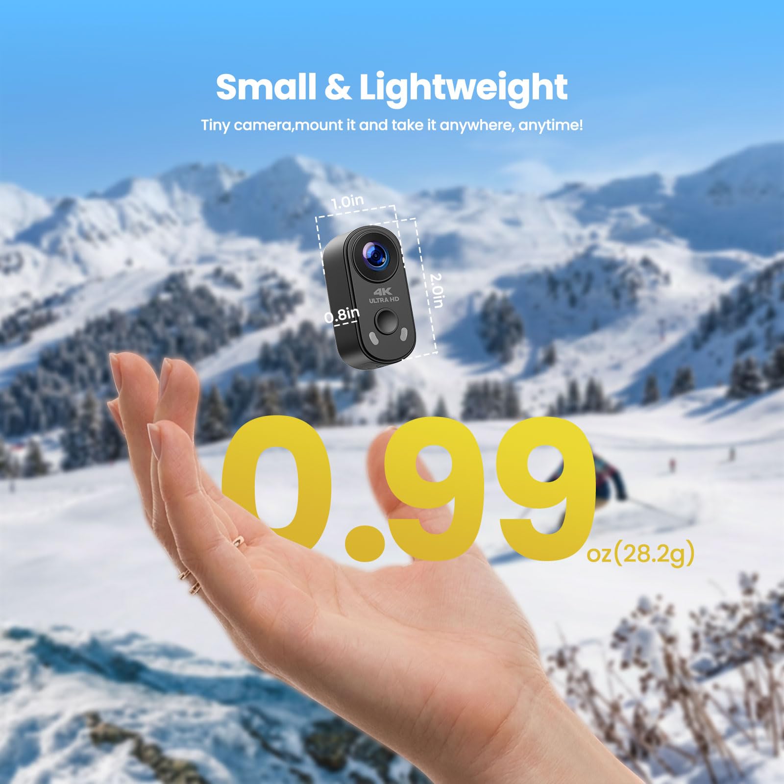 Mini Action Cam 4K 30fps, Body Cam Magnetica con Custodia di Ricarica, Videocamera POV 150° EIS 6 Assi, Scheda 64GB, per Moto Bici Vlog