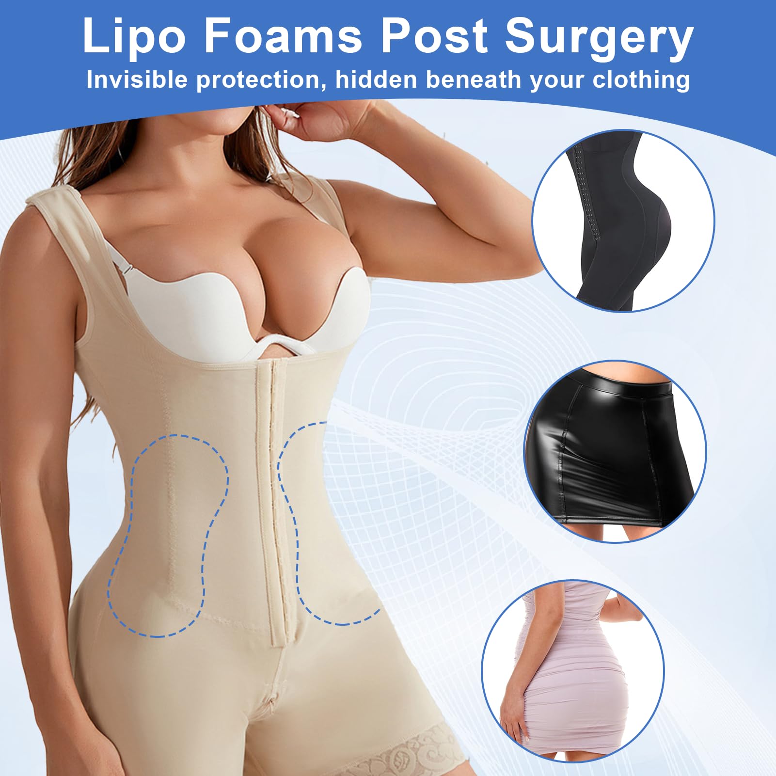 2PCS Mousses Lipo Post-Opératoires, Planche Lombaire De Compression Abdominale Latérale, Planche De Compression Abdominale, Convient à La Récupération Après Une Liposuccion