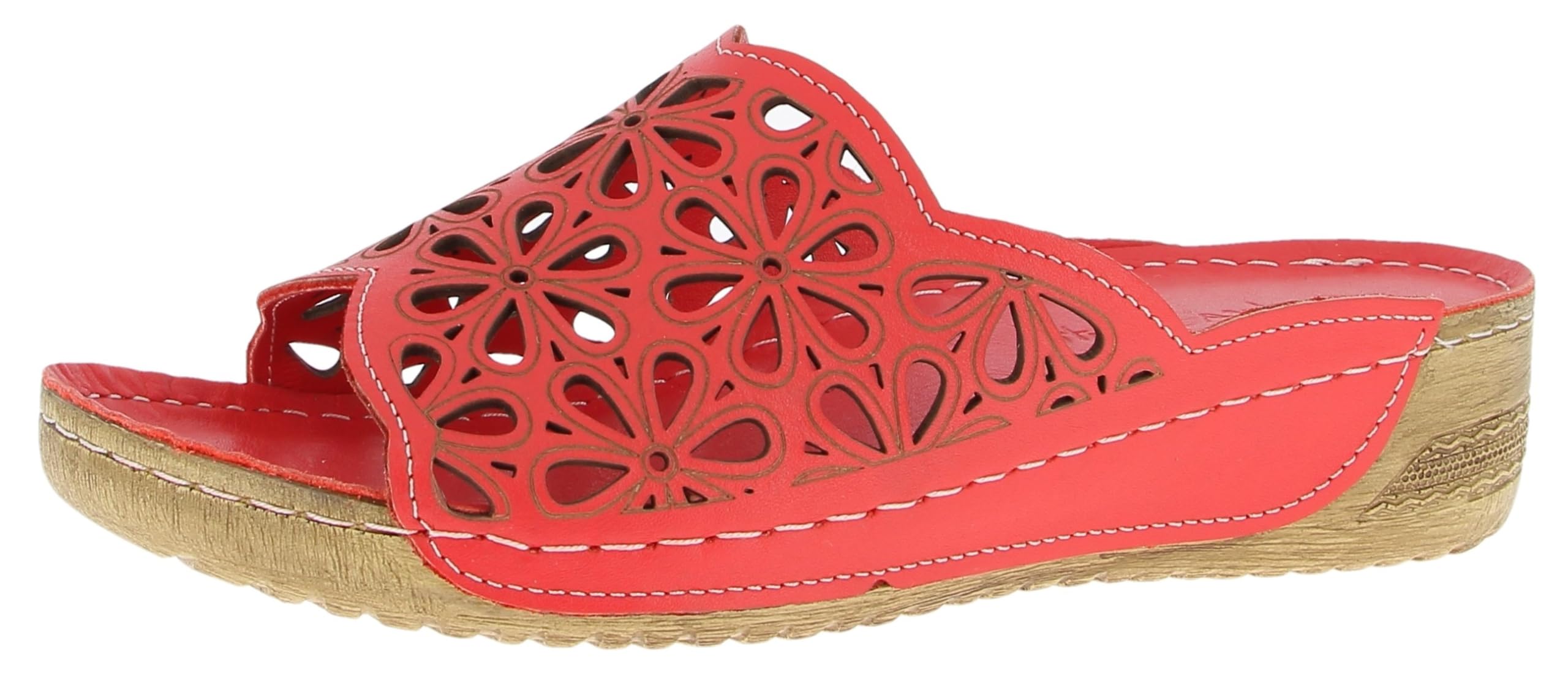 Andrea Conti Women's Mules Flat Slippers, red, 9 UK