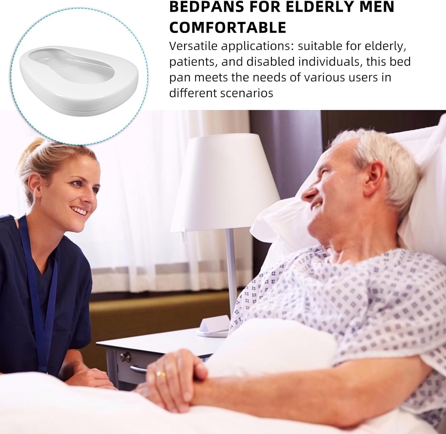 Leak Portable Enamel Bedpan for Bedridden Patients and Elderly Bedside Urinal for Seniors Travel-Friendly Bed Pan for Women and Men Nighttime Use Comfortable and Stable Design