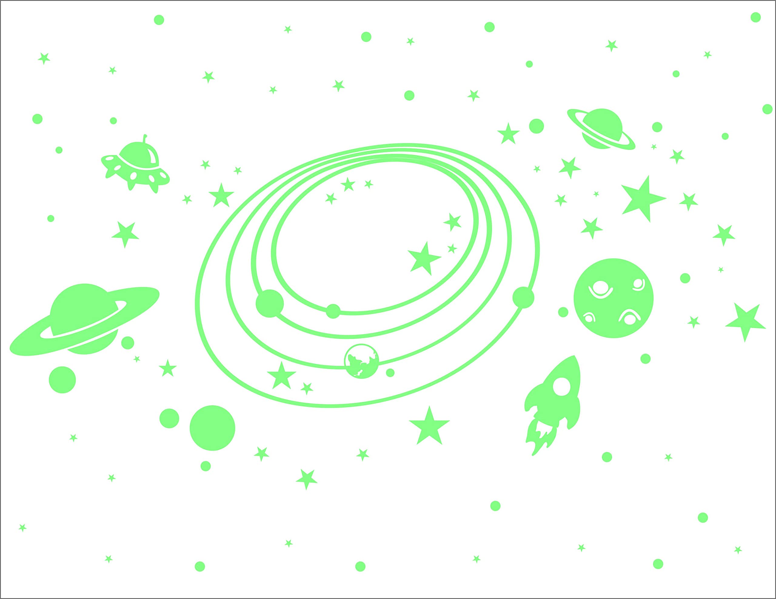 DreamKraft Glow in The Dark Space Elements Stickers - 146 Radium Vinyl Decorative Cute Glowing Stickers - Image 6 thumbnail