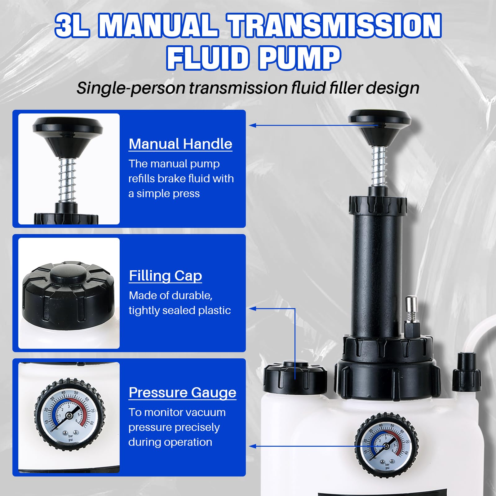 DASBET Kit de pompe de transfert d'huile à transmission manuelle de 3 L | Kit de pompe de liquide de transmission, pompe de remplissage de transmission, système de remplissage de fluide avec