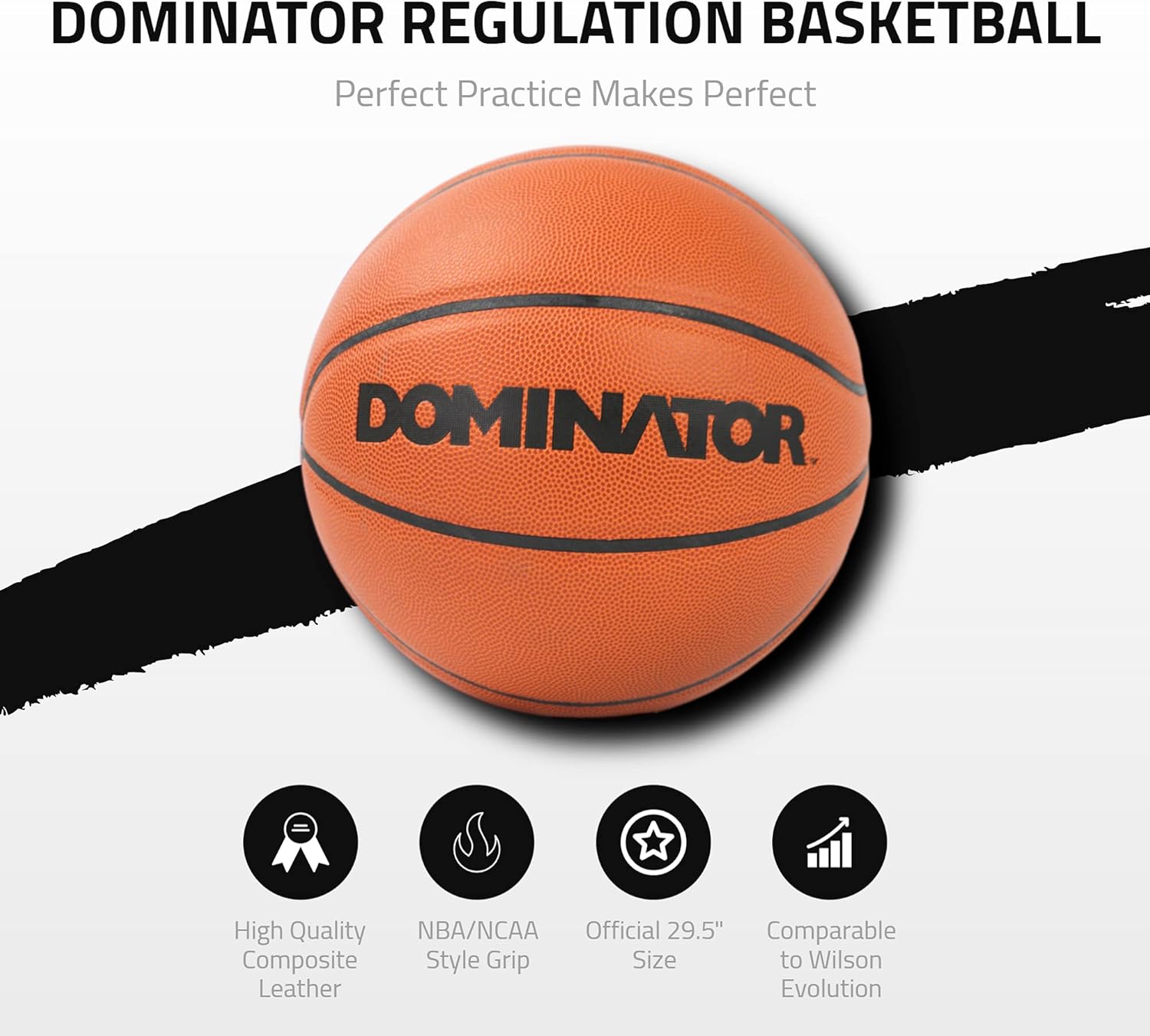 Dominator HomeSports Indoor/Outdoor Competition Street Real Feel Pro Game Basketball Composite Leather, Size 7, 29.5 Official Size