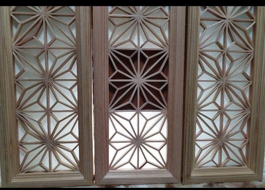 5 麻の葉組子 カラーアクリル板入り3枚一組 木製額縁 【公式通販】