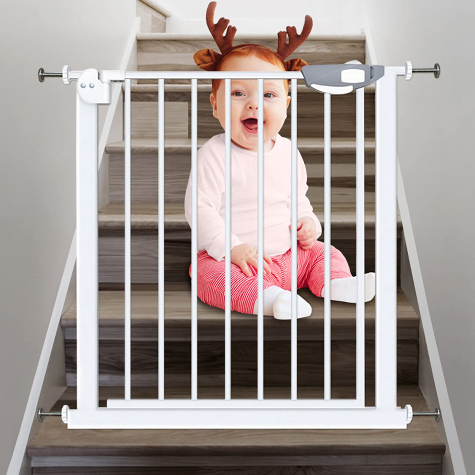 Barrière de protection pour enfants en métal double serrure robuste