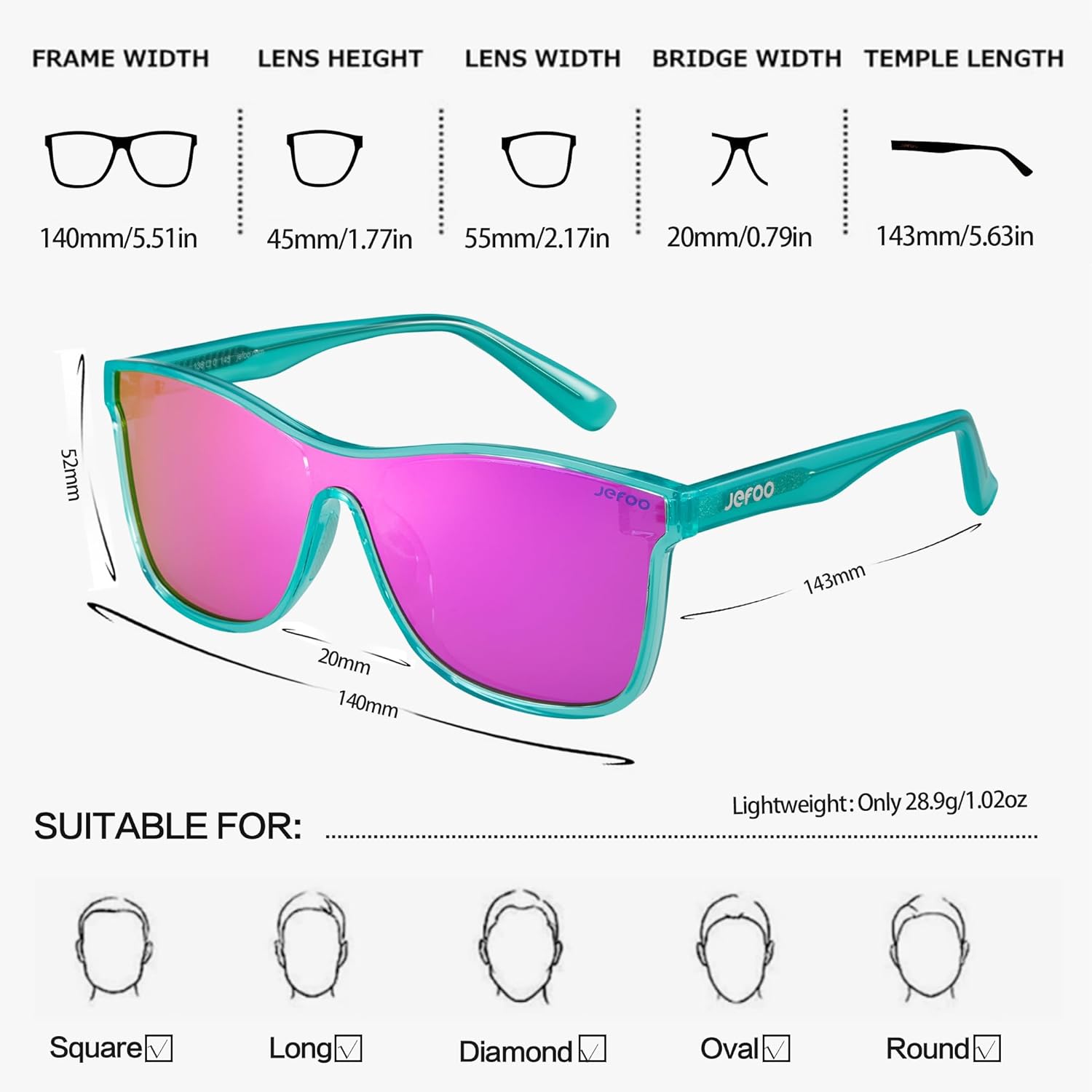 Jefoo Polarized Sunglasses Men Trendy Mirrored shades Women Reflective Sun Glasses UV Protection - Image 4