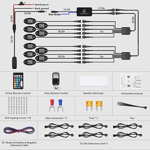 Miniatura 18 de 8Pods - Kit de luces LED RGB segmentadas para Jeep, camiones, UTV, ATV, carrito de golf, RZR SXS Offroad cuatro ruedas con control remoto APP/RF