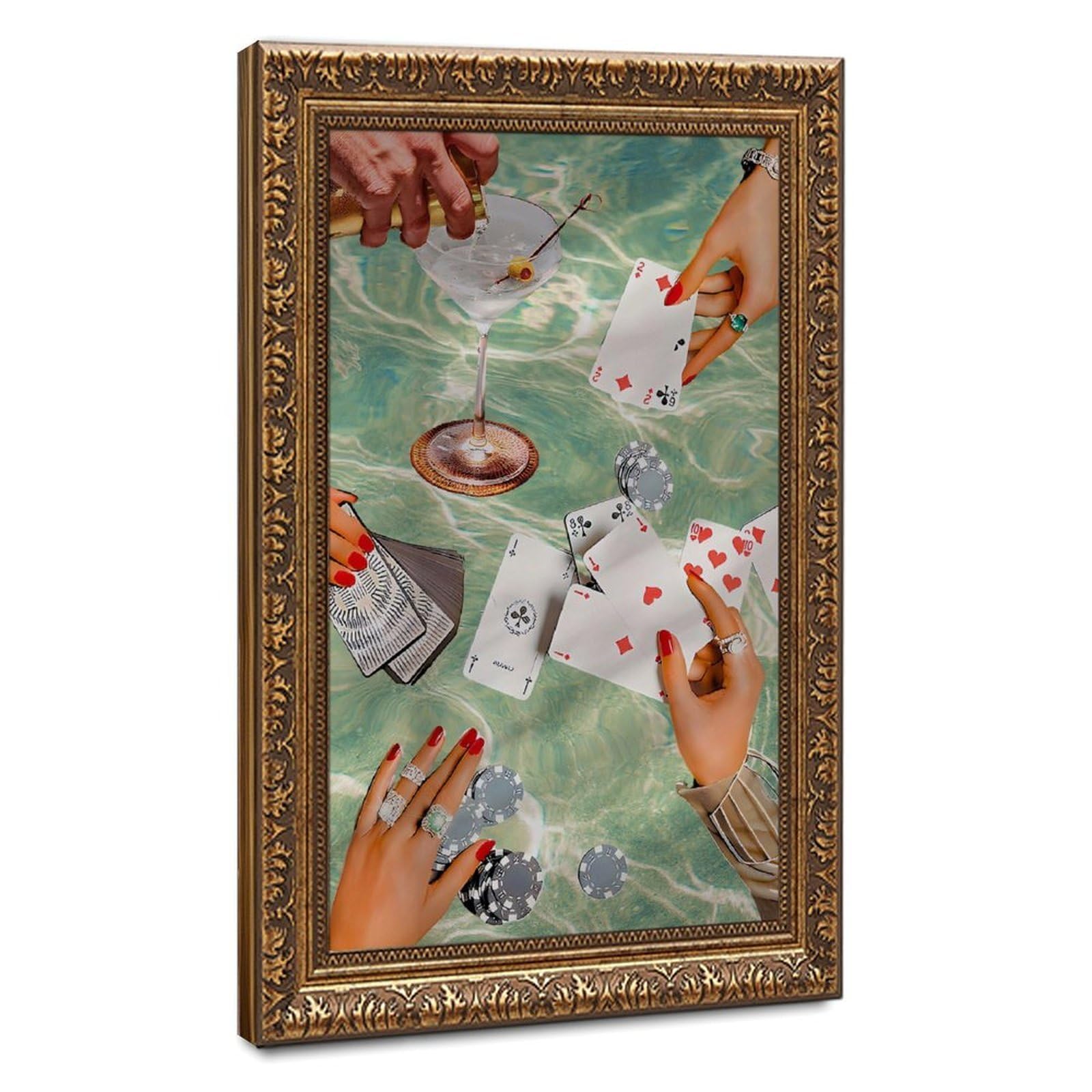 Poster su tela con carte da gioco, decorazione per camera da letto, ufficio, stanza, regalo, 30,5 cm di lunghezza x 45,7 cm di larghezza