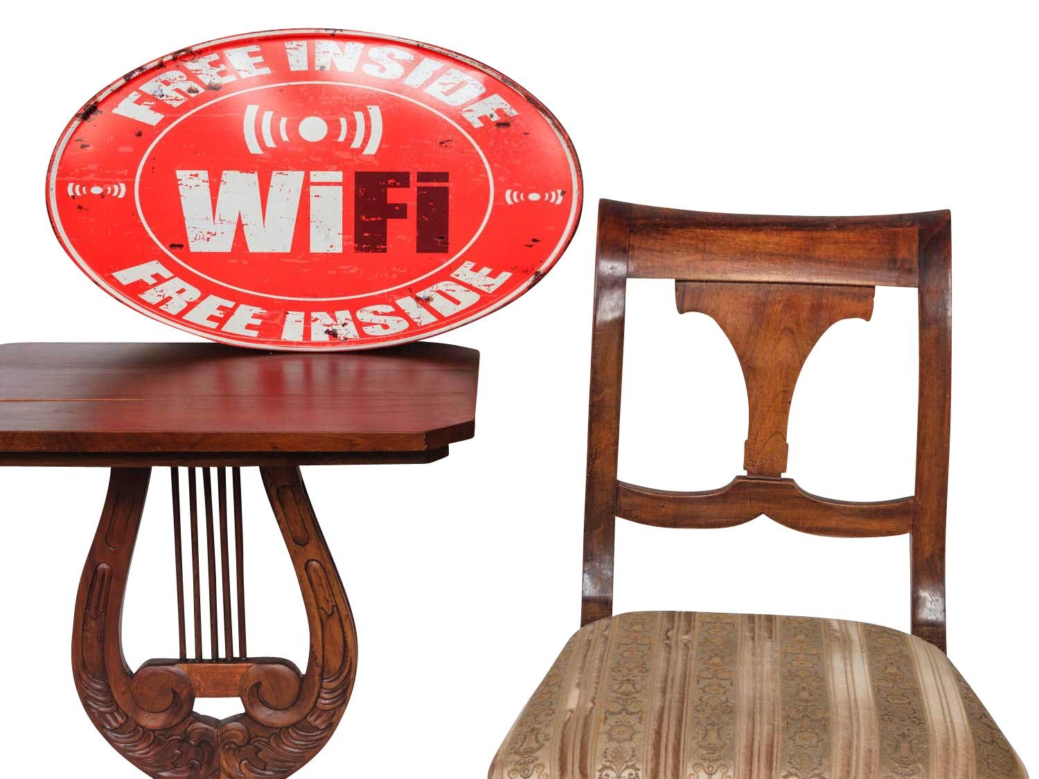 aubaho Muestra de Lata Placa Cartel Free Gratis WiFi Inside Chapa 56cm Estilo Antiguo