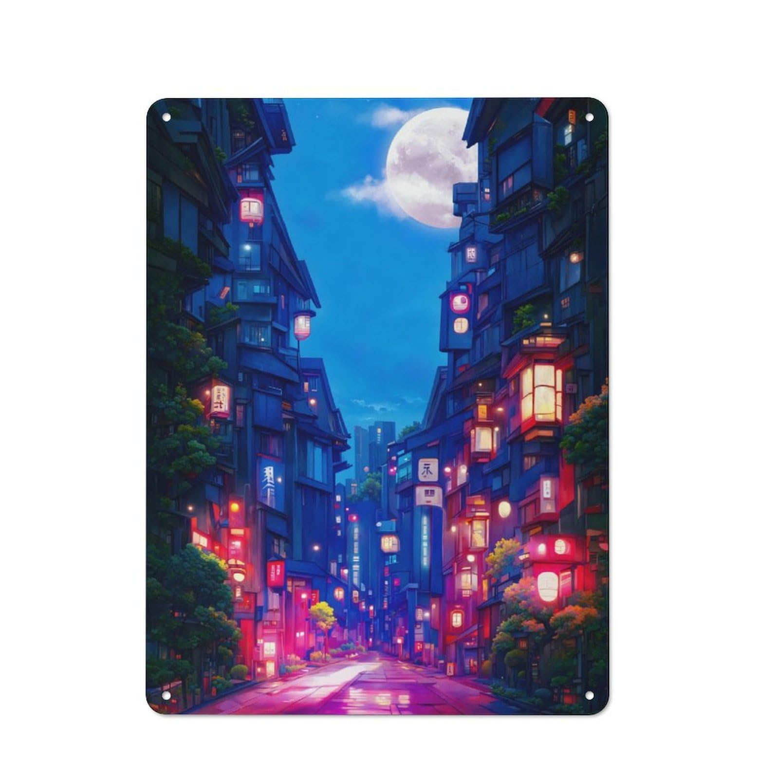 Junmoney Streets Of Neon Retro Metal Wall Sign 40X30cm For Guest Room Or Hallway, New-Space Wall Decor For Home Decor Collectors