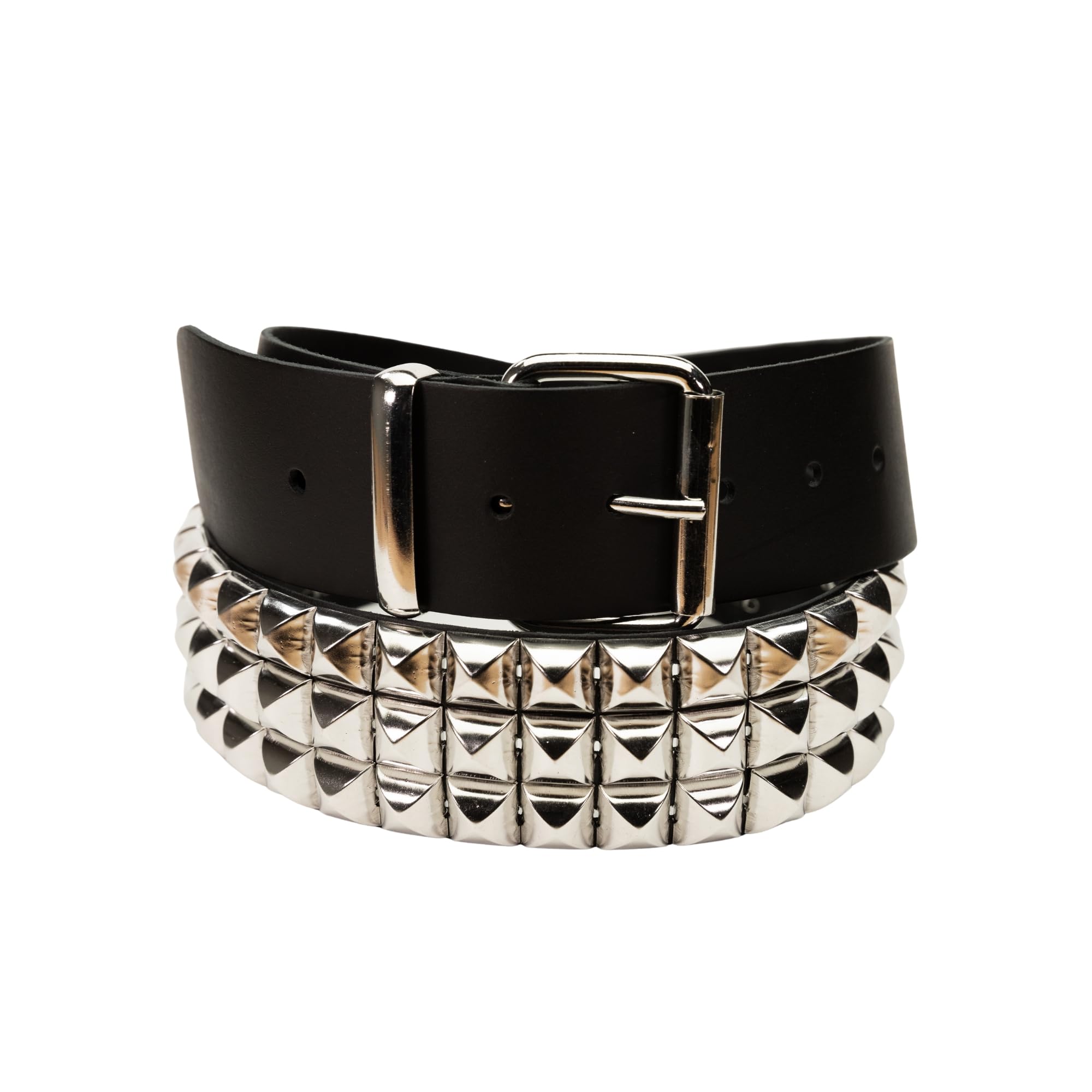 Heart Rock Cintura con borchie Piramide in ferro, cintura uomo pelle stile rock e biker, cintura nera borchie nickel free - Made in italy