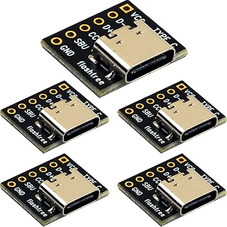 5pcs USB Type C Breakout Board 6 Pins CC SBU Female Connector Type Gold Plating PCB Converter Board