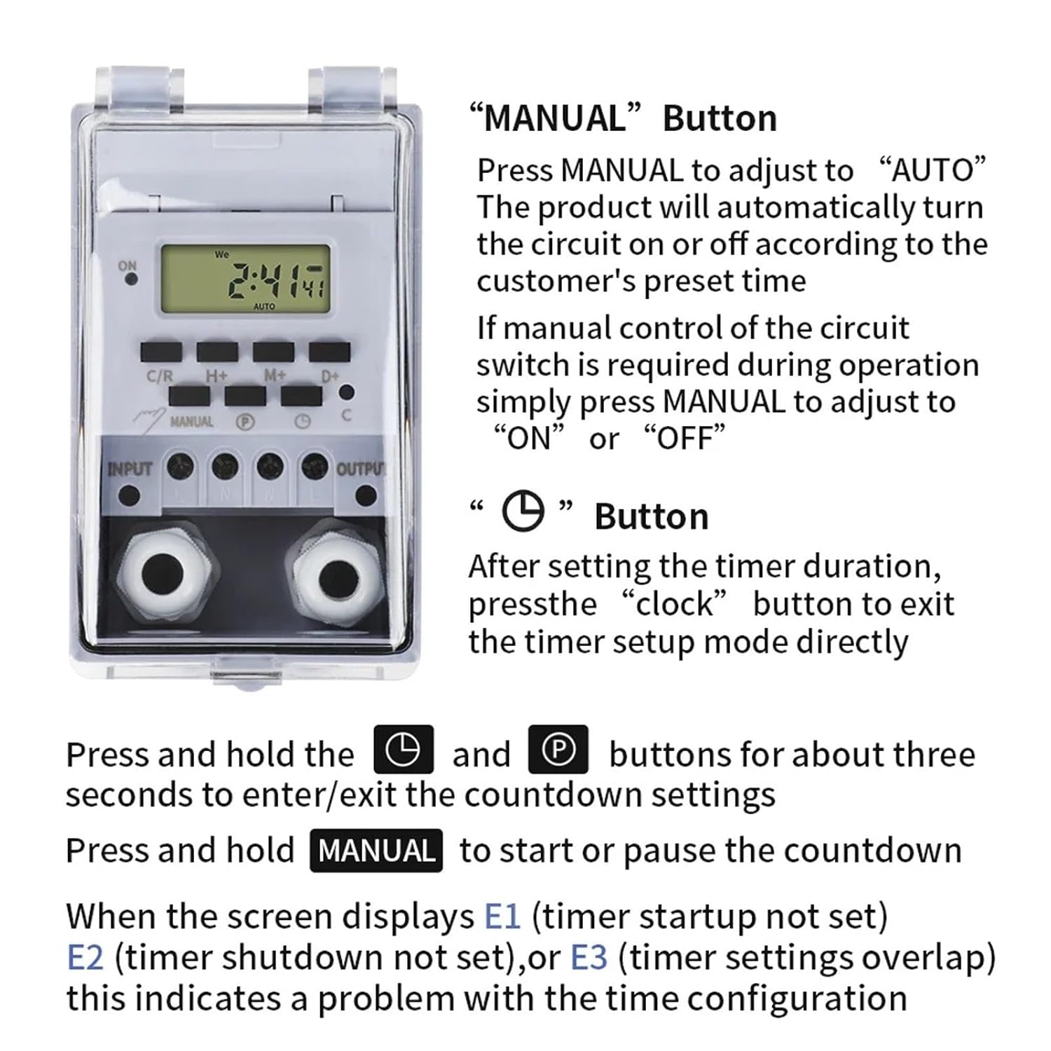 30A Timer Switch Waterproof 220V Time Controller 32 Groups