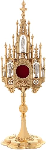 Holyart Relicario gótico de latón chapado en oro 15.7 in