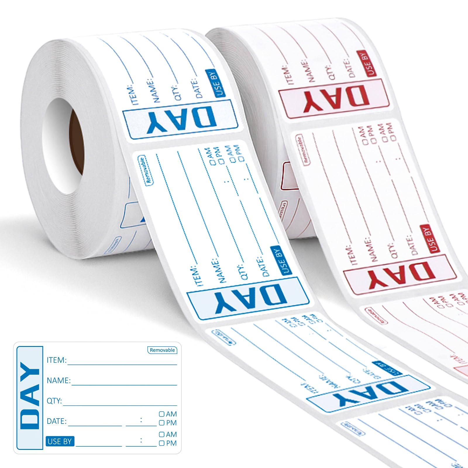 Date Labels for Food - 600 Pcs Food Labels Stickers 75 X 50mm Freezer Label Easy Peel Off Use by Date Stickers for Foods Date and Inventory Management