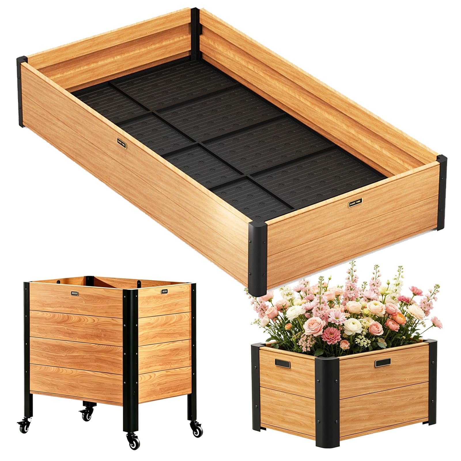 Cama de jardín elevada de 120cm jardinera exterior profunda de gran capacidad para horticultura