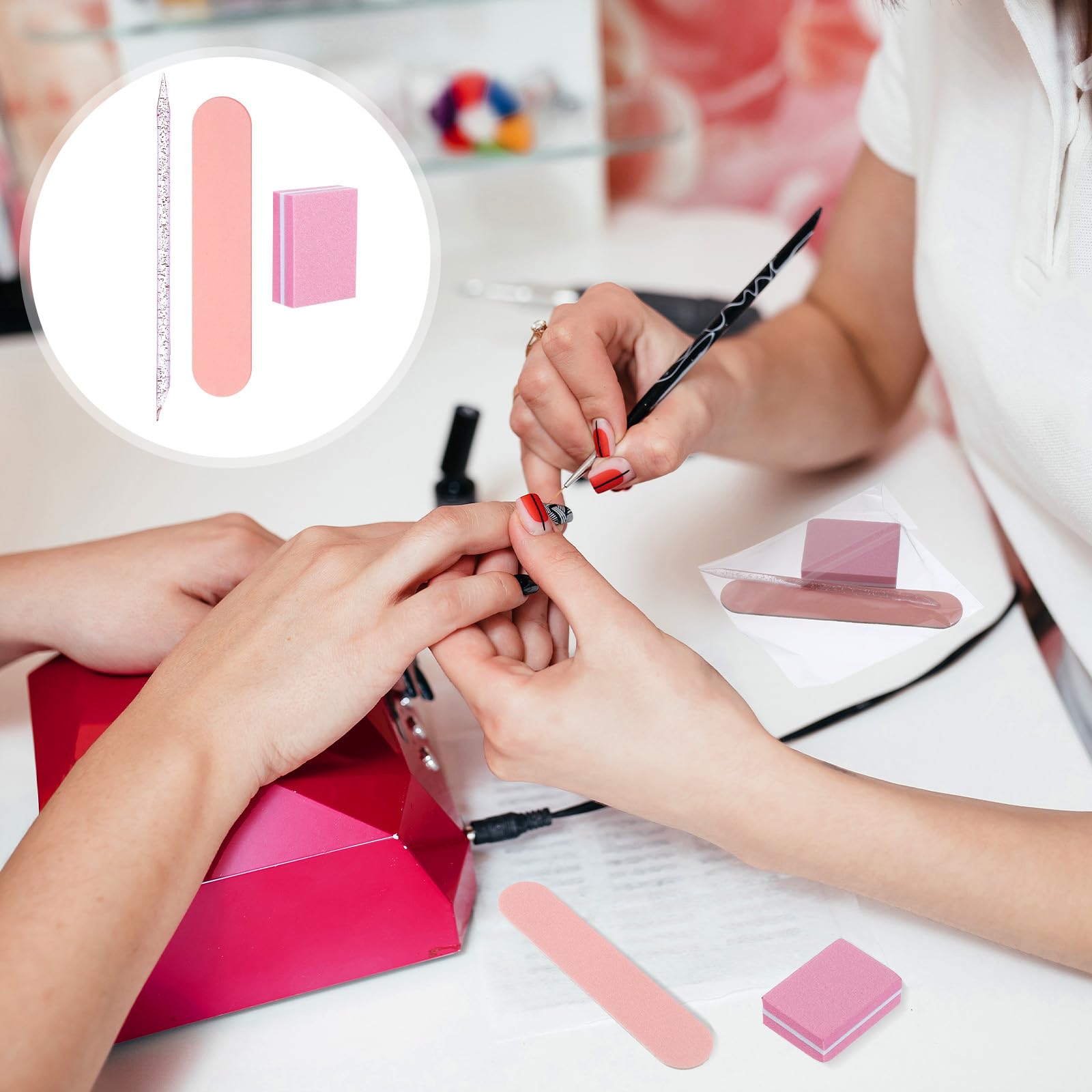 10 Sets Disposable Manicure Kit, Portable Mini Nail Files and Pedicure Tools with Wooden Buffer & Cuticle Stick