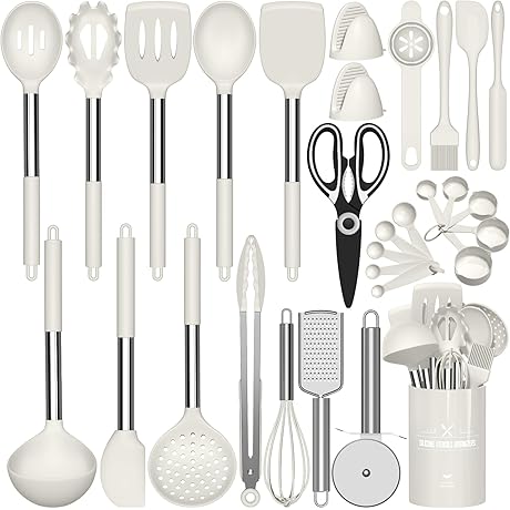 Premium Culinary Collection: 30-Piece White Kitchen Utensils Set for the Modern Home Cook