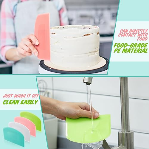 Miniatura 5 de Thyle Juego de 20 raspadores de masa de plástico, raspadores de tazón, cortador de masa multiusos, espátula flexible para cocina, herramienta para