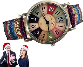 Vintage Watches with Rainbow Pattern,Woven Watchband Fashion Casual Bracelet Watch - Quirky Boho Hippie Watch, Gifts for Her Women Girl, Bohemian Rainbow Jewelry Xiaofeigun