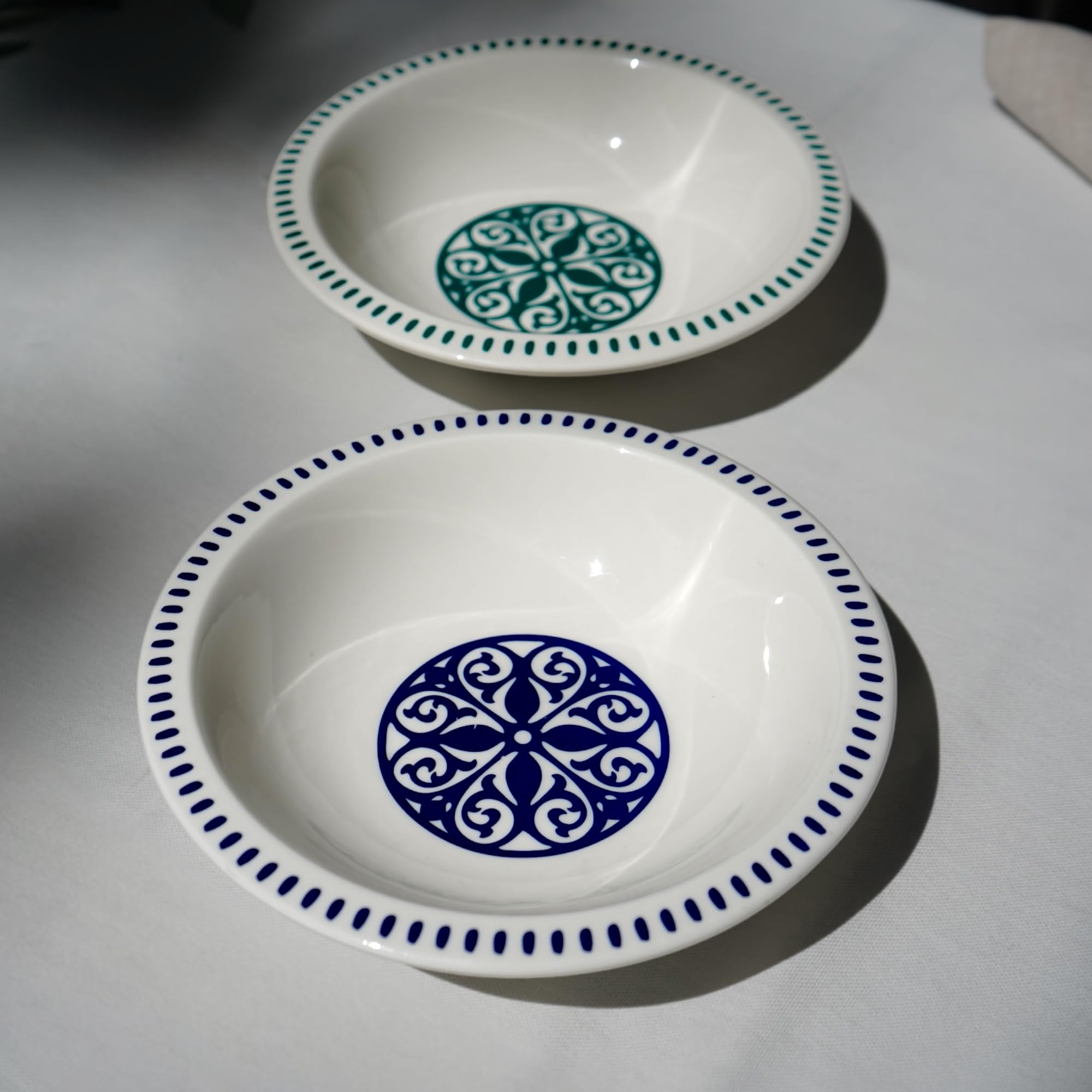 summa Pack de 6 platos hondos 20cm - Color verde - Colección Patios - Platos de Porcelana - Diseño inspirado en Andalucía - Diseño elegante - Uso en casa y restaurantes