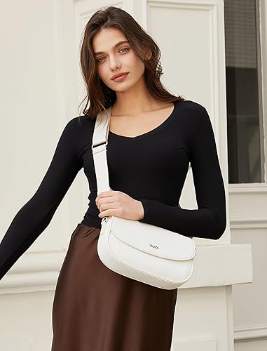 Miniatura 2 de CLUCI Monederos para mujer, bolso de hombro pequeño, lindo embrague de diseñador, bolsos de cuero cruzados, bolso Hobo Color blanco moderno