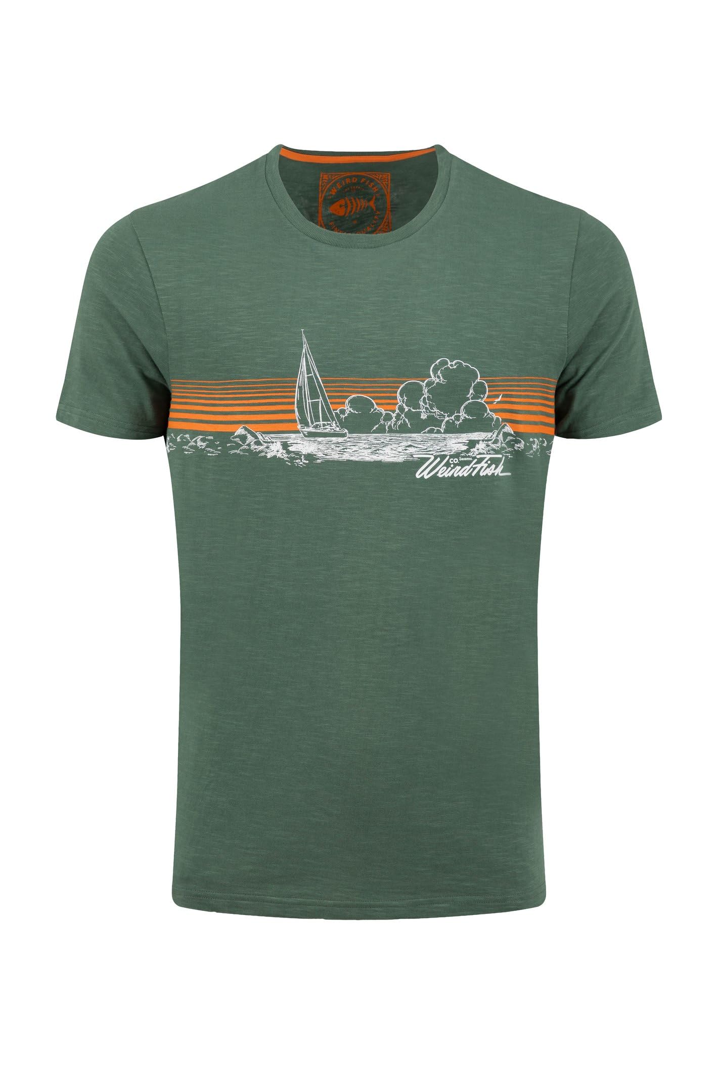 Weird Fish Men's Dusky Green Nautical Sky Front Print Graphic T-Shirt Size S