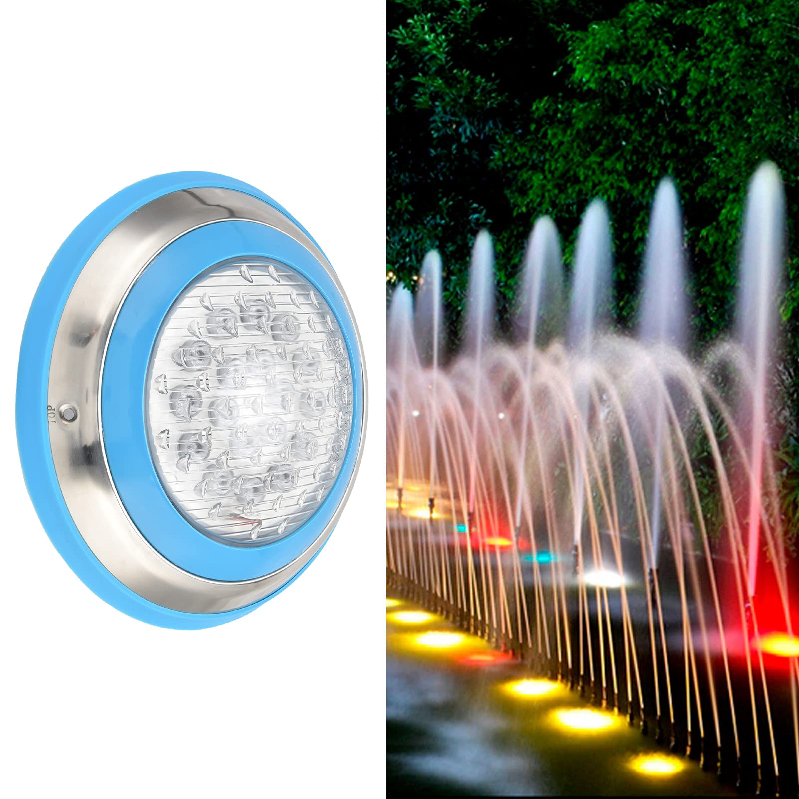 Sxhlseller LED Unterwasserleuchte für Schwimmbecken, IP68 Wasserdicht, 54W (5400LM) AC12V, Edelstahl Außenwandlampe für Hotel, Aquarium, Pool