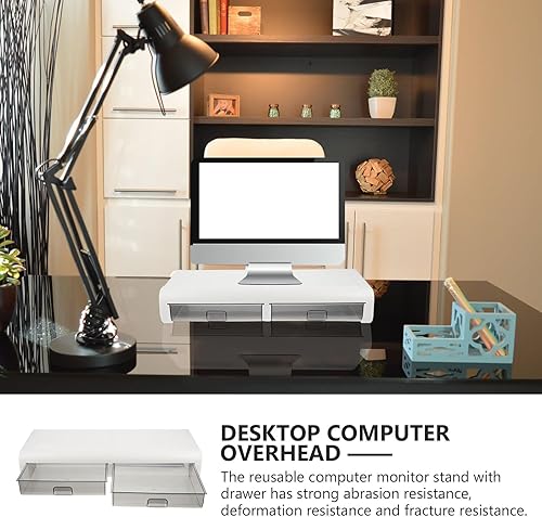 Miniatura 8 de Computer Monitor Shelf with Transparent Drawer Desktop Riser for Eye Health Compact Storage Organizer for Home and Office Use