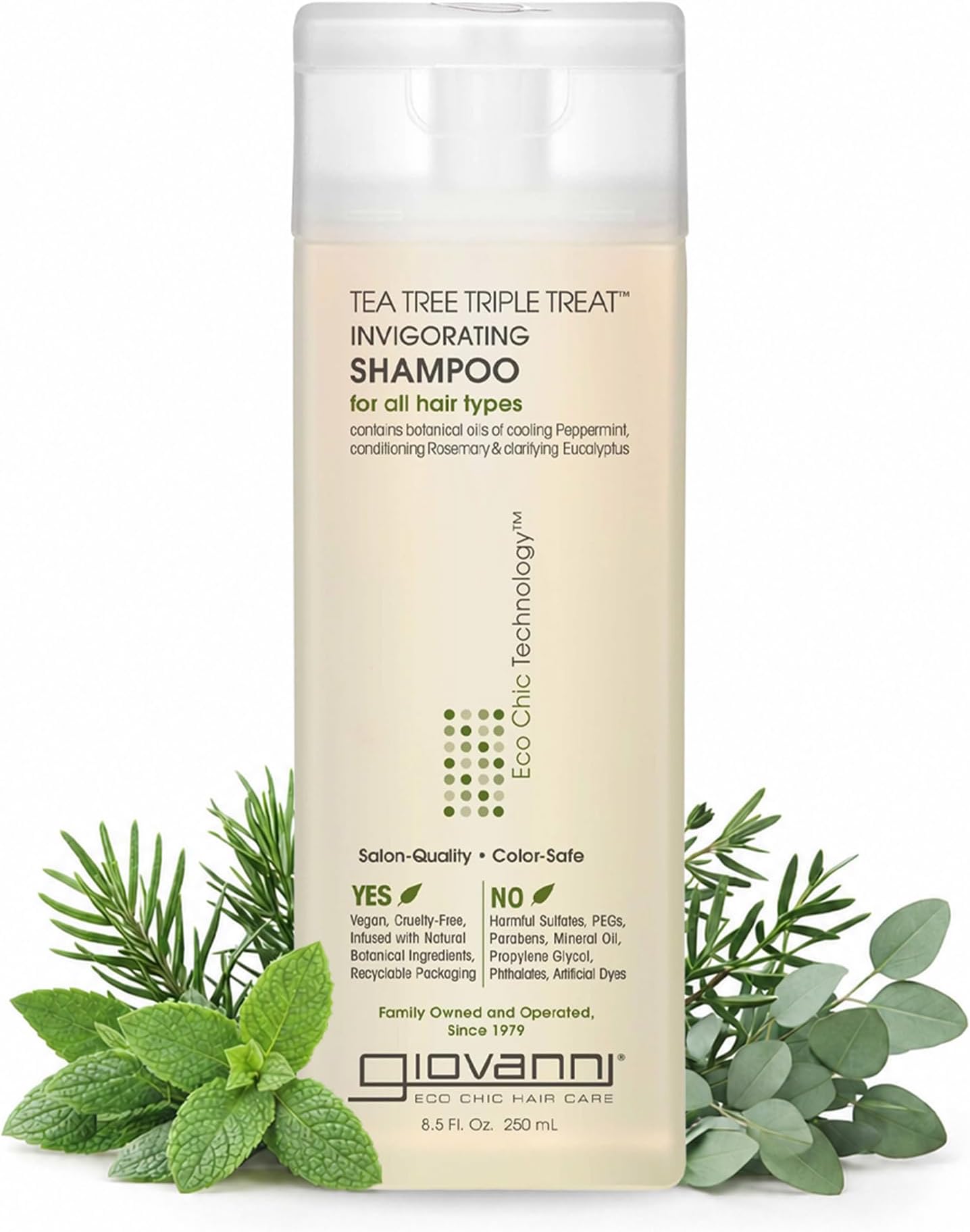 Tea Tree Triple Treat Invigorating Shampoo - Cooling Peppermint, Eucalyptus & Rosemary, Helps Strengthen & Rejuvenate Hair & Scalp, Salon Quality, Paraben Free, Tea Tree Shampoo - 8.5 oz