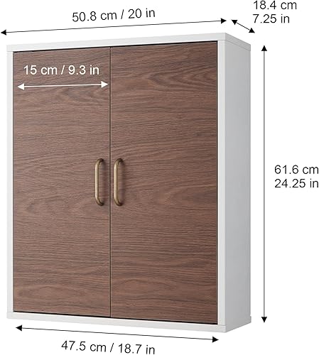 Miniatura 42 de Elegant Home Fashions Dawson Collection clóset de pared con estantes, color blanco Blanco,Gris,Espresso oscuro,Espresso,Blanco y