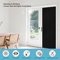 Vista 8 de Cortinas 100% opacas para dormitorio, 71" x 57" persianas opacas portátiles DIY con pestañas de gancho y bucle adhesivas, persianas opacas