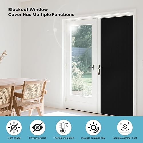 Miniatura 8 de Cortinas 100% opacas para dormitorio, 71 x 57 pulgadas, persianas opacas portátiles con pestañas de gancho y bucle adhesivas, persianas opacas