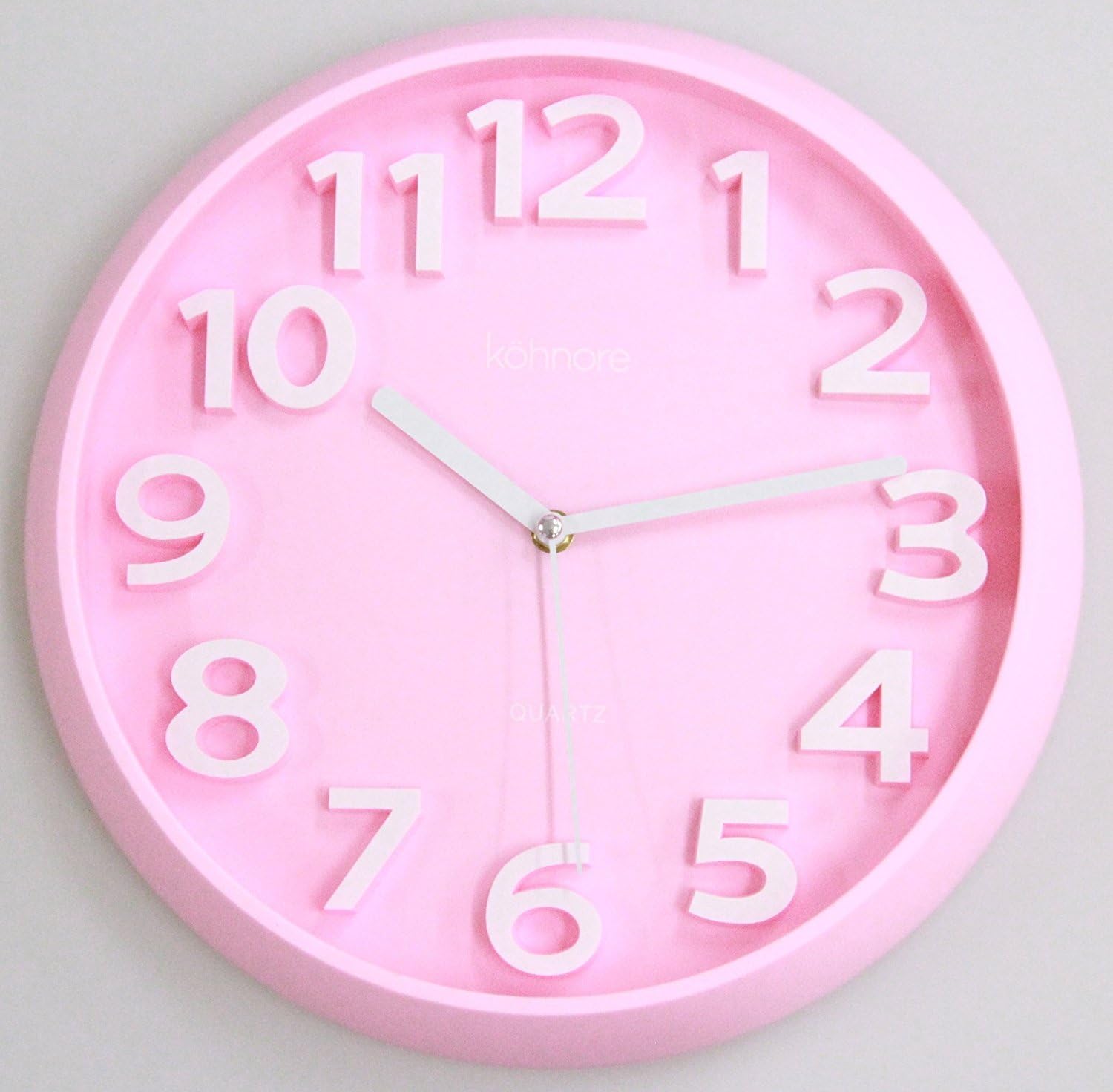 3D Modern Contemporary Quiet Wall Clock - 13-inch Round Pink