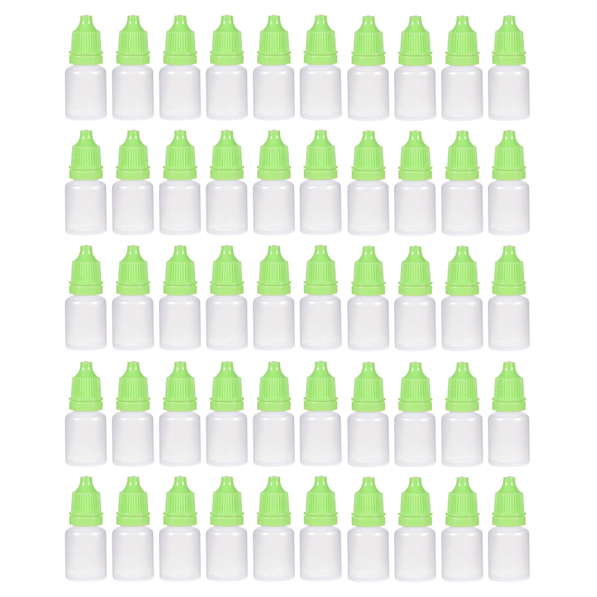 Flacons compte-gouttes plastique de 5 ml anti-fuite avec bouchon à vis vert x50