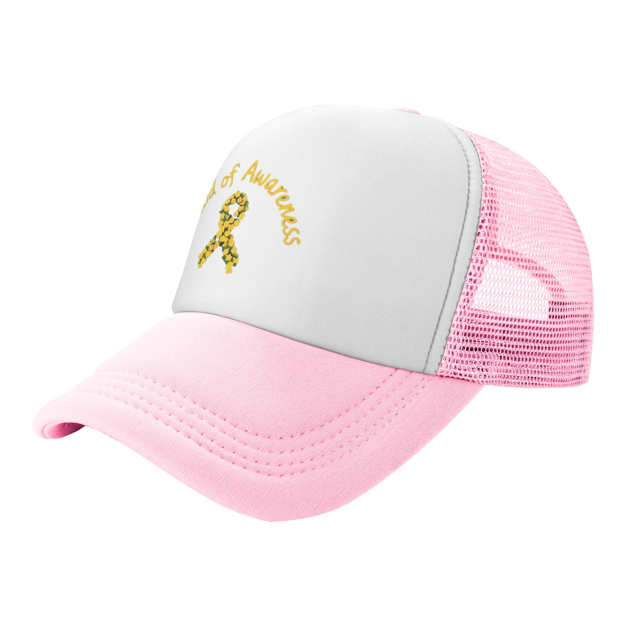 Childhood Cancer Awareness Trucker Hat in September We Wear Gold Baseball Cap Mesh Back Adjustable Hats for Kids - Pink