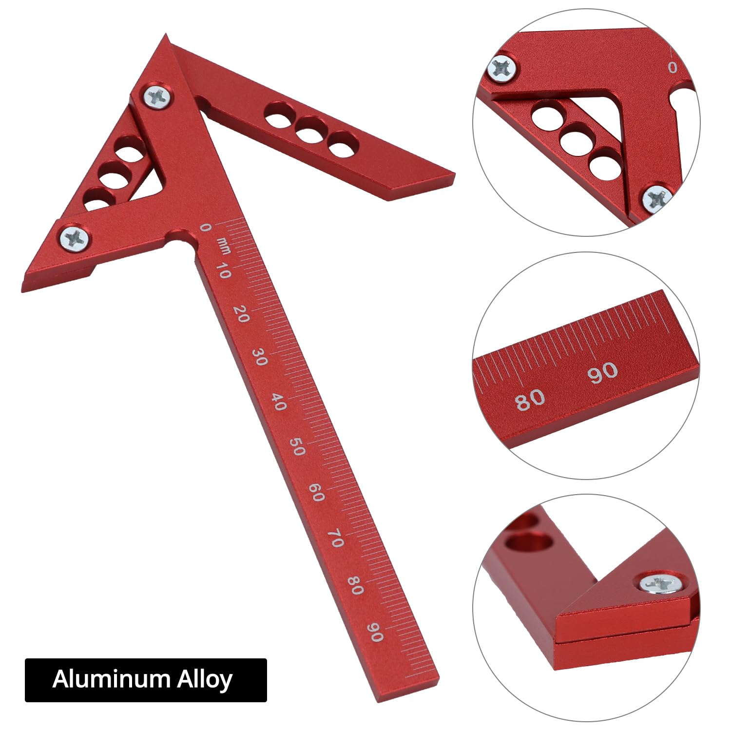 QWORK® Center Finder Angolo di centraggio 45/90 gradi con scala da 105 mm, strumento di misurazione di precisione in lega di alluminio per linee centrali e angoli esatti