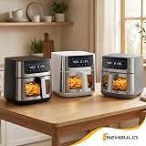 NEWBULIG Air Fryer 6.34QT Airfryer with Visible Window 400℉ Fast Heating Stainless Steel Air Fryers Oven with Nonstick and Dishwasher-Safe Basket 8-in-1 Cooking Preset with Timer Auto-Off — image 8