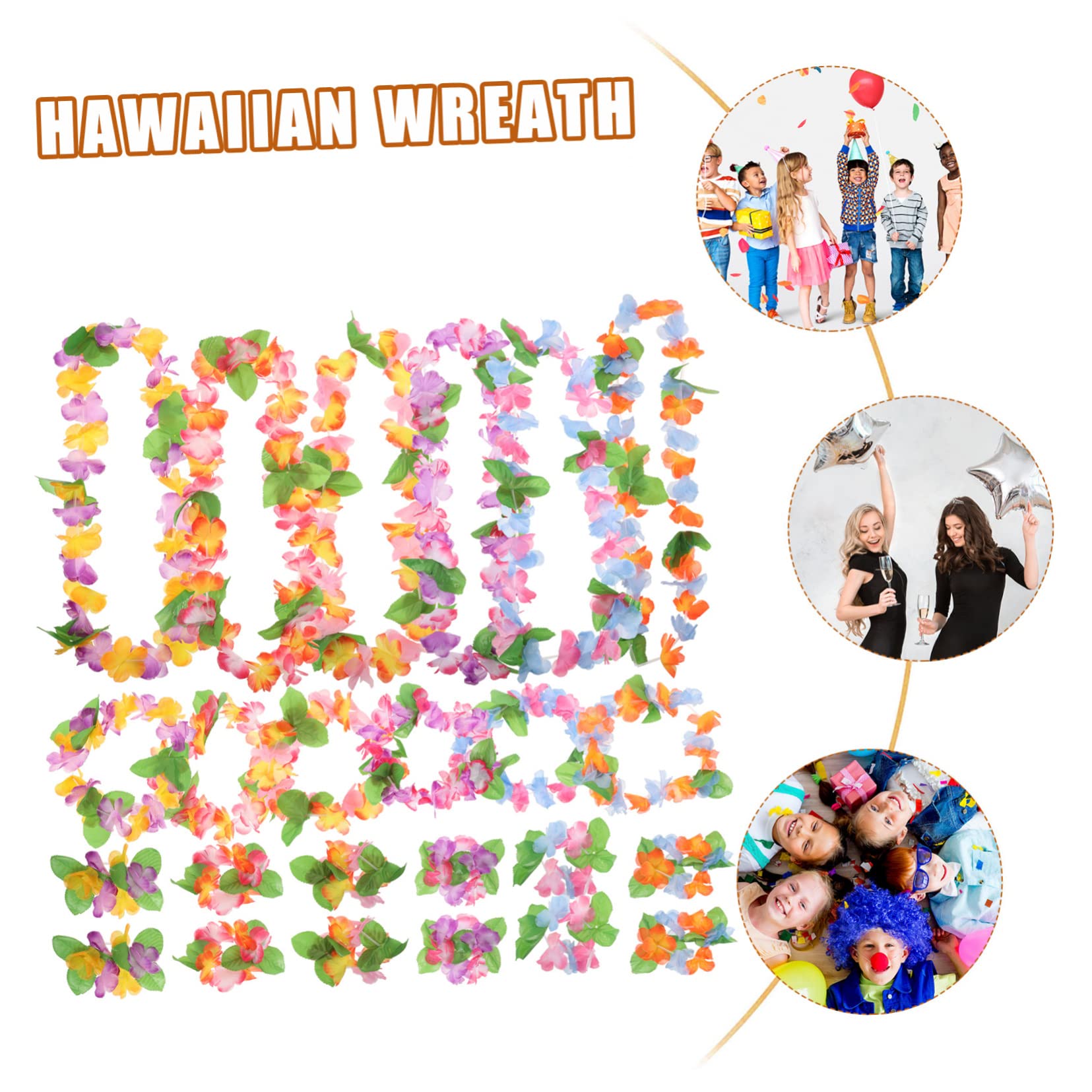 COLLBATH Accesorios para Fiesta Hawaiana con Guirnaldas Collares y Pulseras Decoración Temática para Luau Bodas y Celebraciones Tropicales