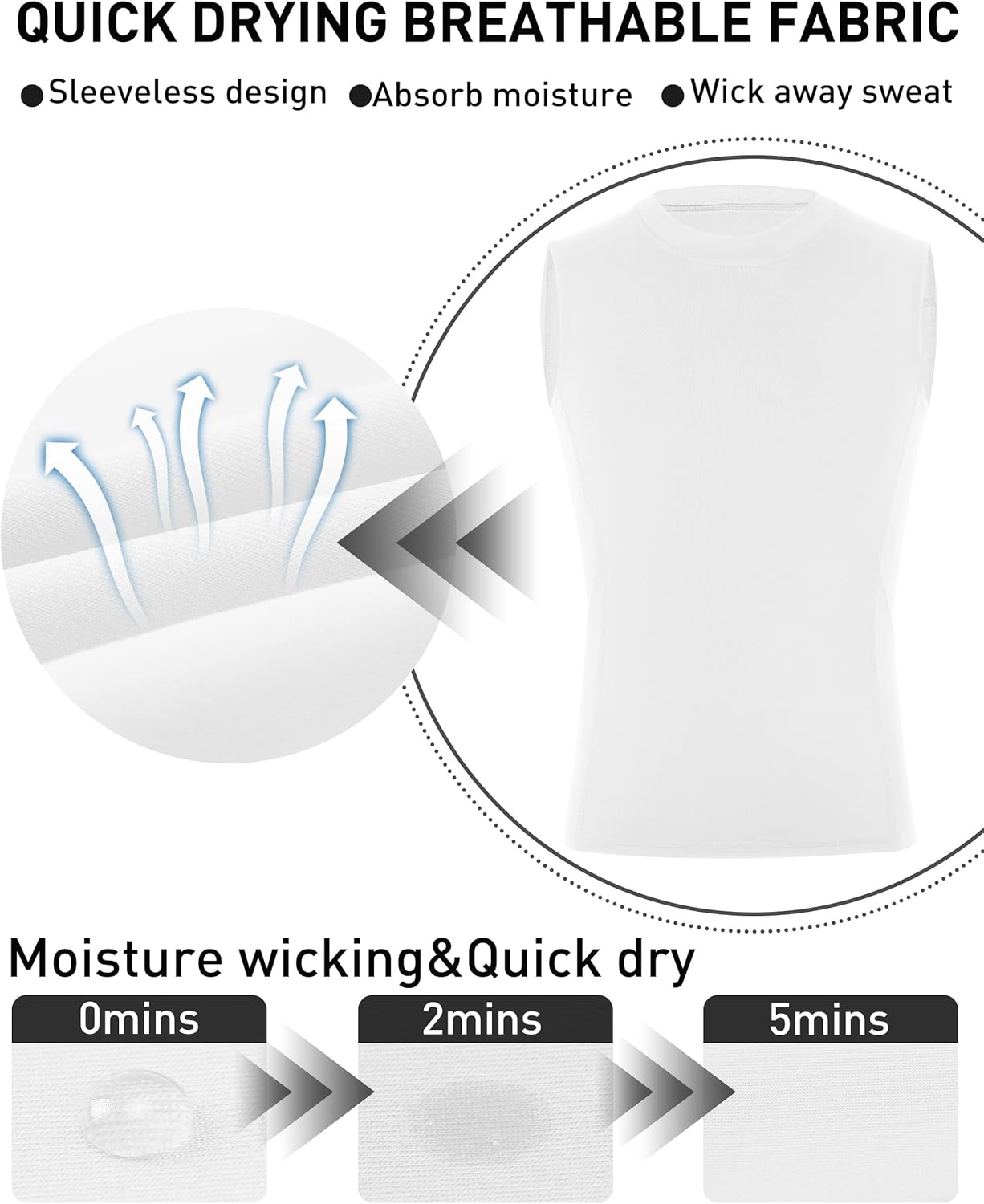 Boys Sleeveless Compression Shirt, Youth Football Athletic Tank Top, Kids Quick Dry Undershirt for Basketball Sports - Image 5