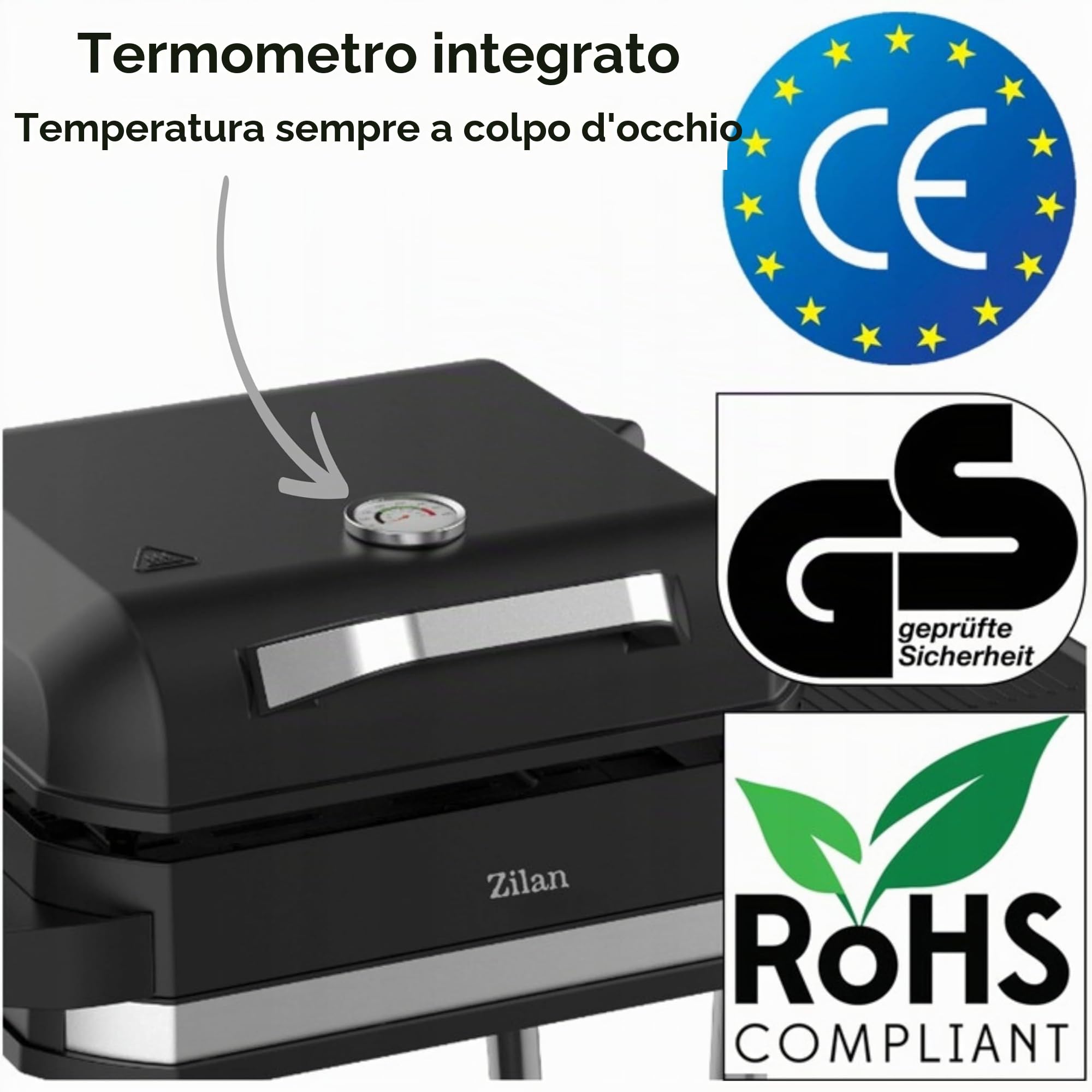 Barbecue elettrico 2 in 1 da tavolo, 3050 W, per balcone, esterno, con supporto, ampio vano per barbecue, regolatore di temperatura senza livelli, barbecue elettrico