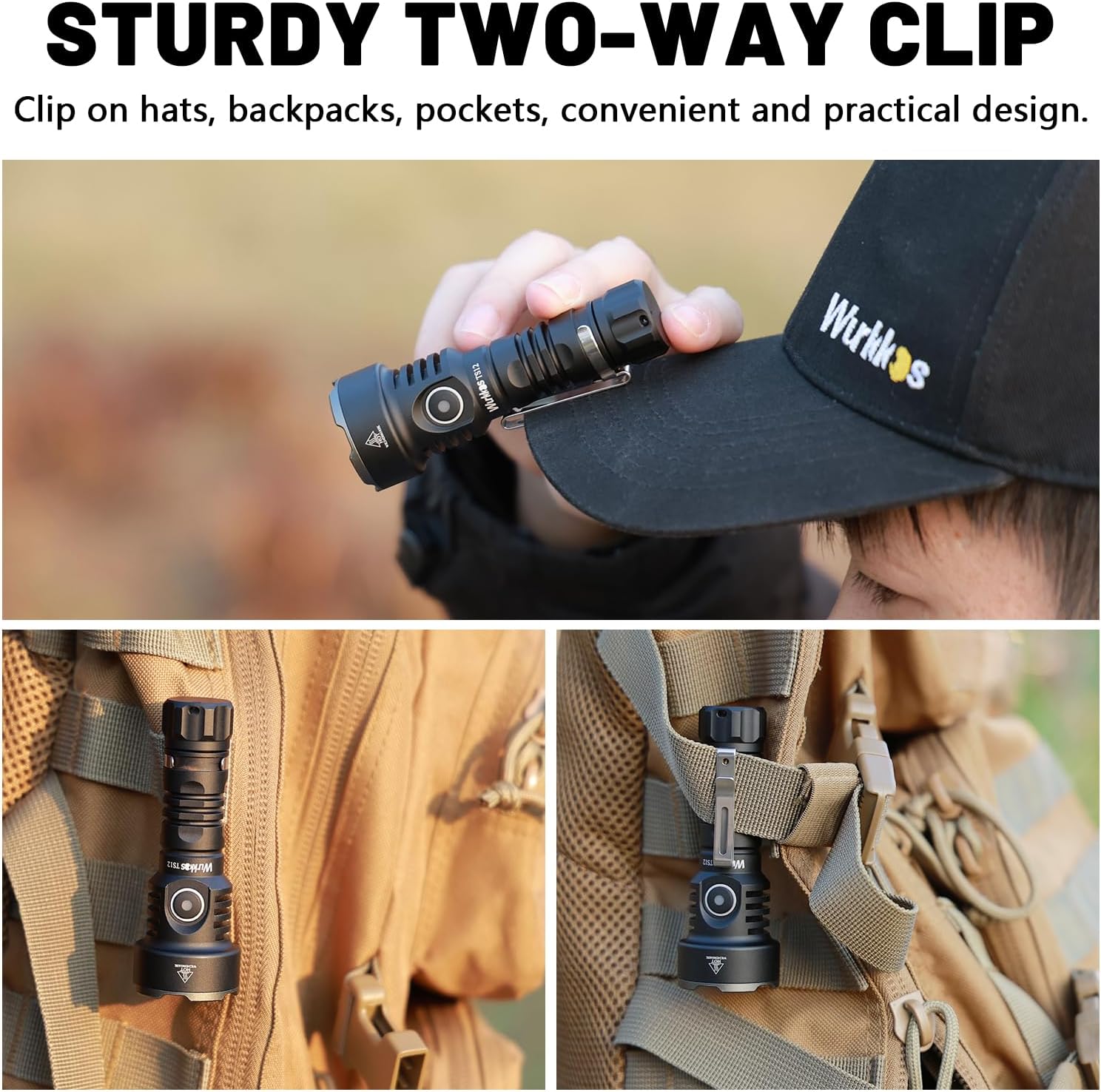 Wurkkos TS12 SFT25R LED Mini Flashlight Rechargeable,1350 High Lumens EDC Flashlight, Super Bright Small LED Flash Light, IP68 Waterproof Pocket Flashlight for Camping, Outdoors, Emergency