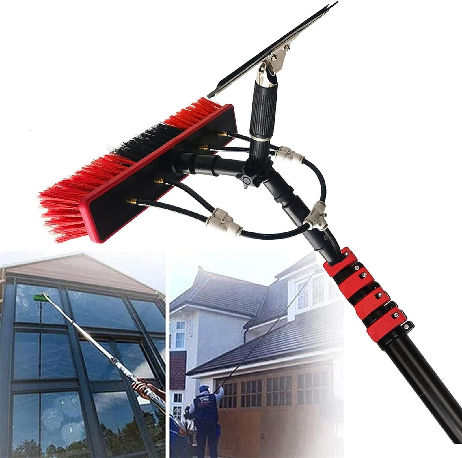 Brosse télescopique alimentée en eau pour vitre et panneau photovoltaïque