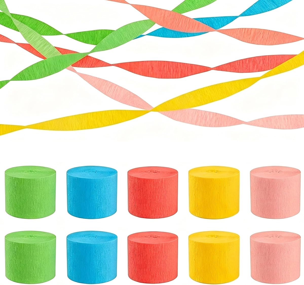 Rainbow Crepe Paper Streamers Party Decorations, 10 Rolls 820 Ft Party Streamers for Birthday, Baby Shower, Wedding, Graduation, Backdrops, Ceilings and DIY Crafts