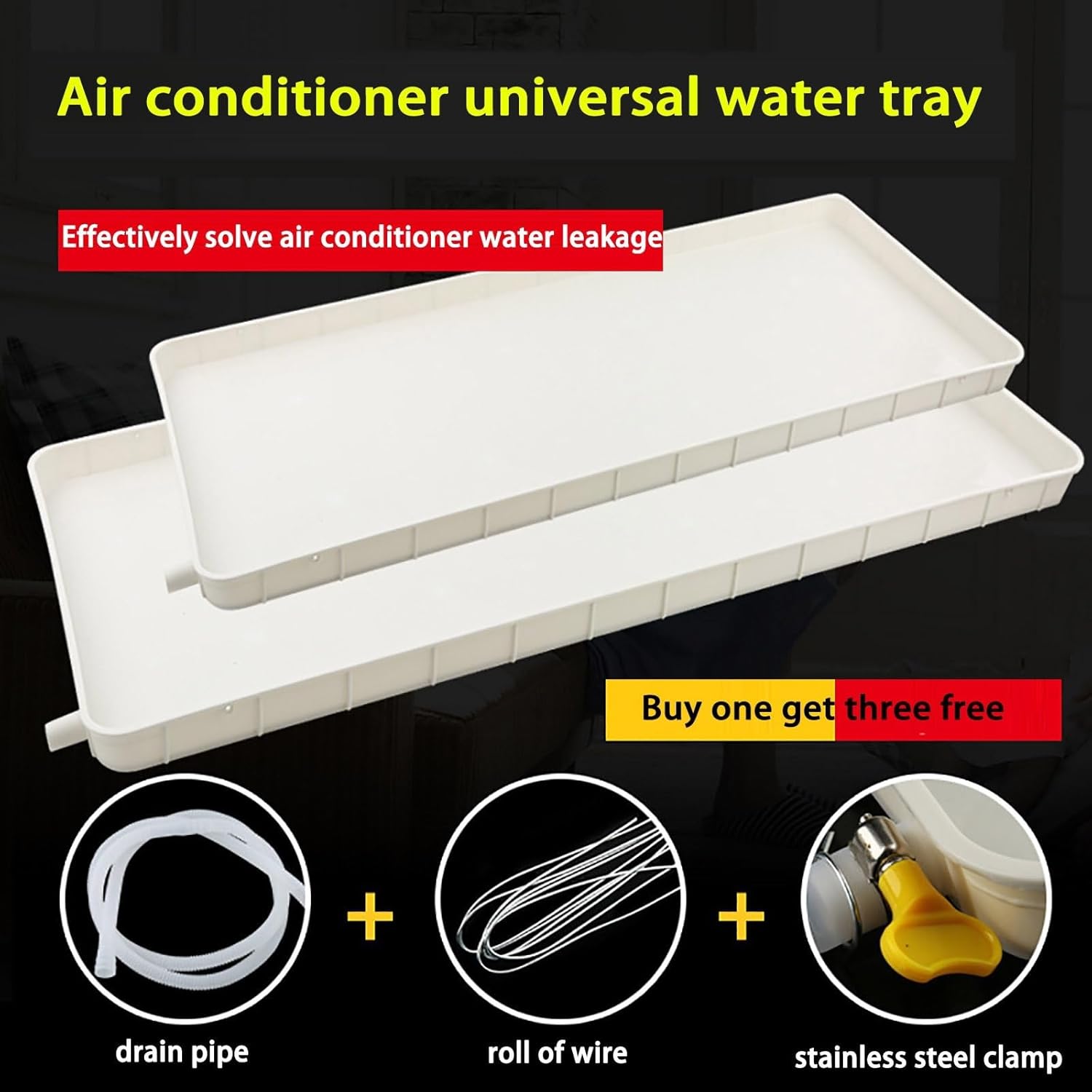 Air Conditioner Drain Pan - Durable Plastic Drip Tray for Indoor/Outdoor Units - Efficient Water Collection & Drainage Kit with 10m Hose - Essential AC Accessory