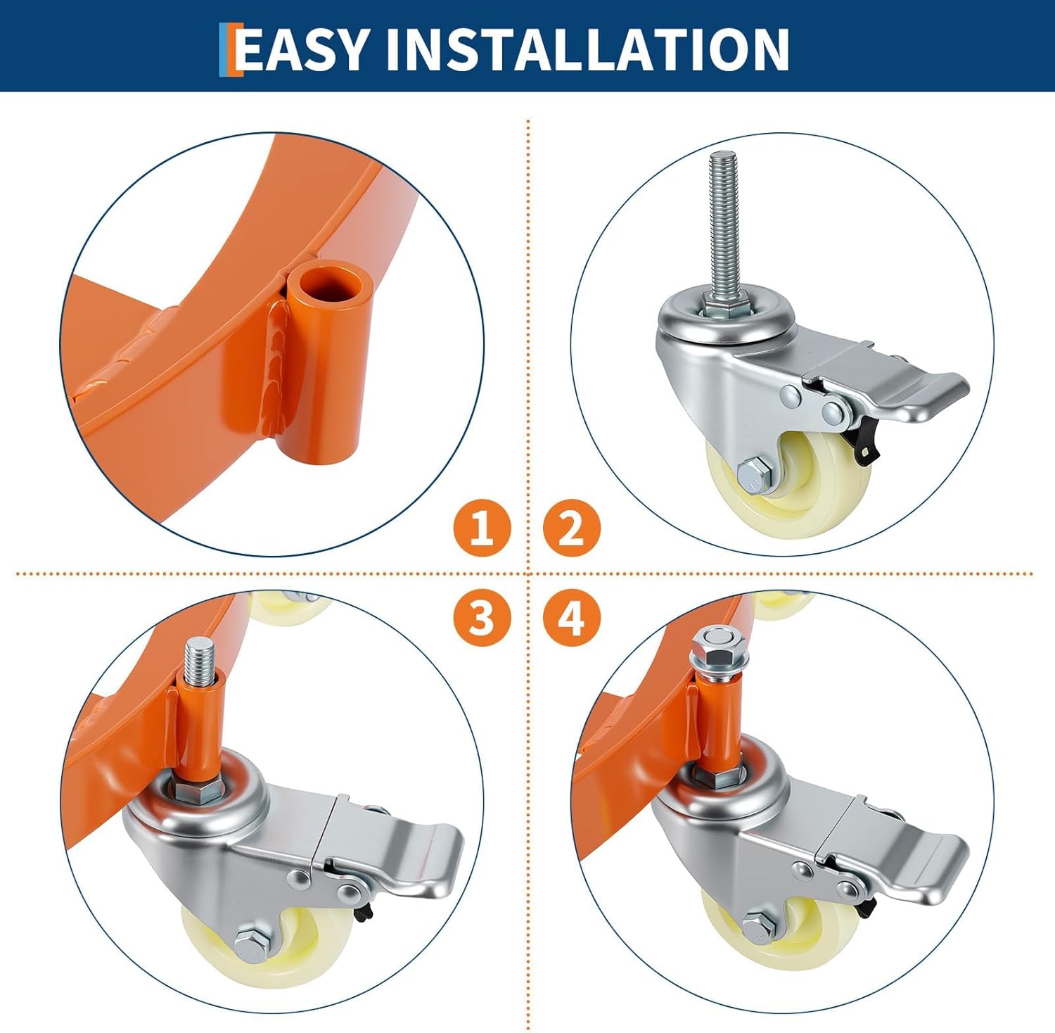 55-Gallon Drum Dolly, Heavy Duty 2000Lbs Load Capacity,Barrel Dolly Cart with Cross Braces & Swivel Casters Wheel,Steel Fram,Non Tipping Design,Barrel Cart with Brake for Warehouse Drum Handling