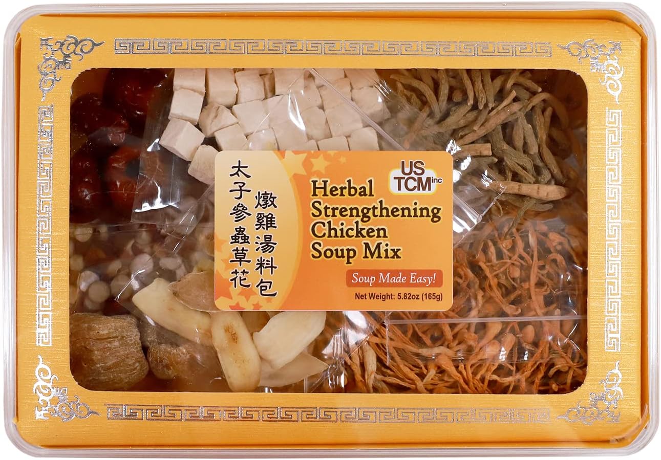Herbal Strengthening Chicken Soup Mix 太子參蟲草花燉雞湯料包 Soup Made Easy! 3-4 Servings 5.82oz