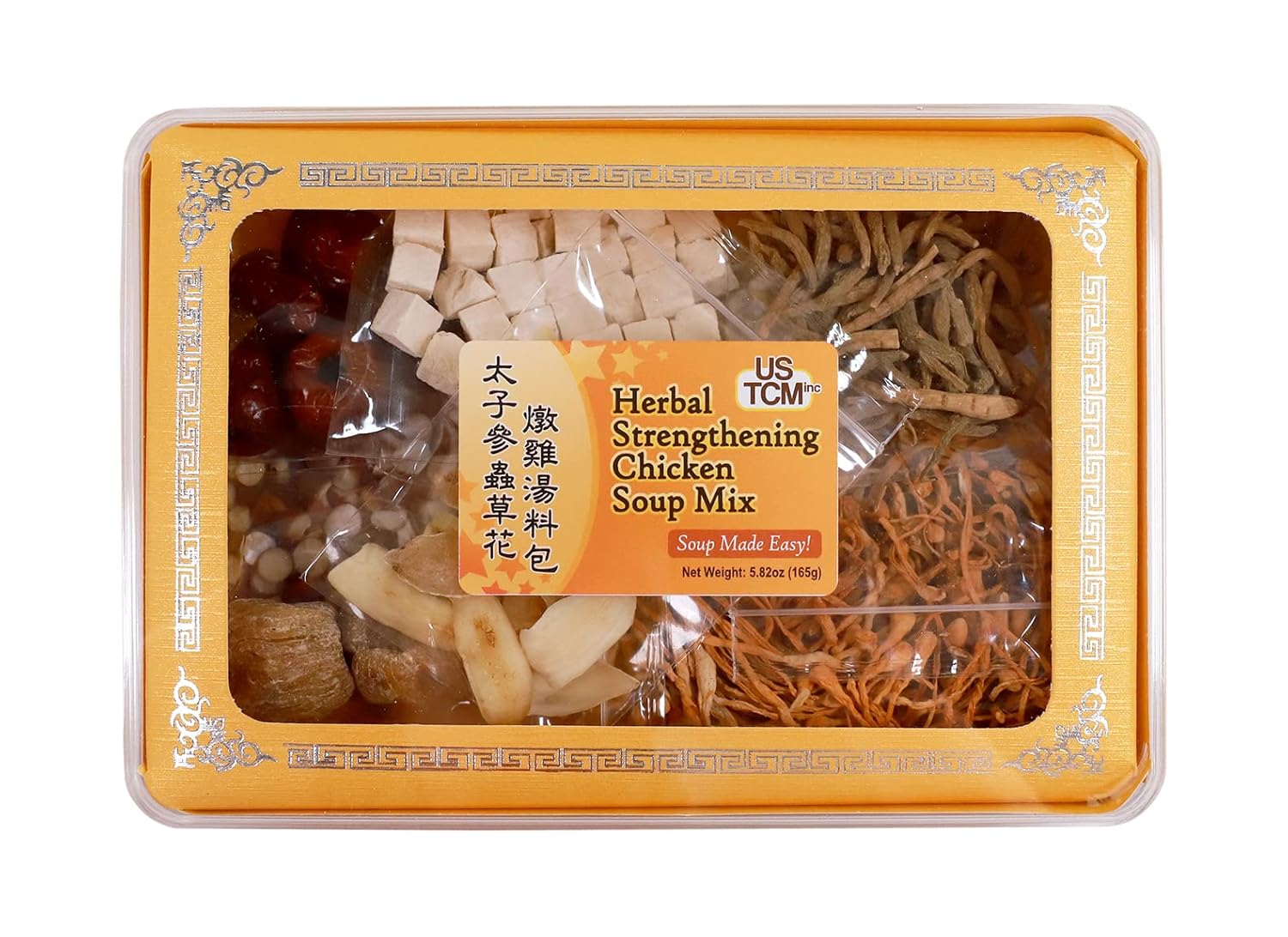 Herbal Strengthening Chicken Soup Mix 太子參蟲草花燉雞湯料包 Soup Made Easy! 3-4 Servings 5.82oz