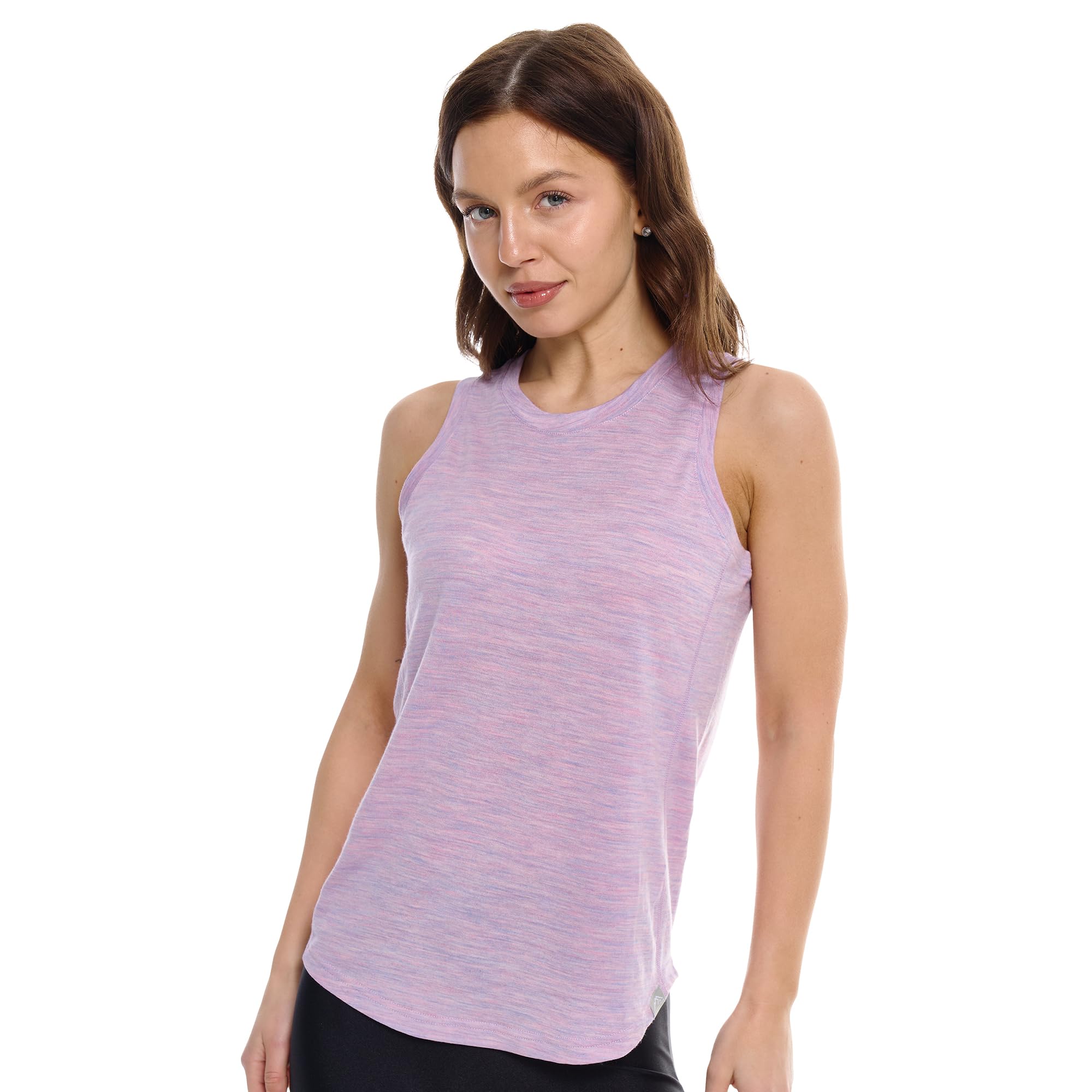 Merino.tech Women's Lilac Highneck ’S Merino Wool Tank Top - Active Lightweight Undershirt Moisture Wicking Breathable Base Layer (Medium, )